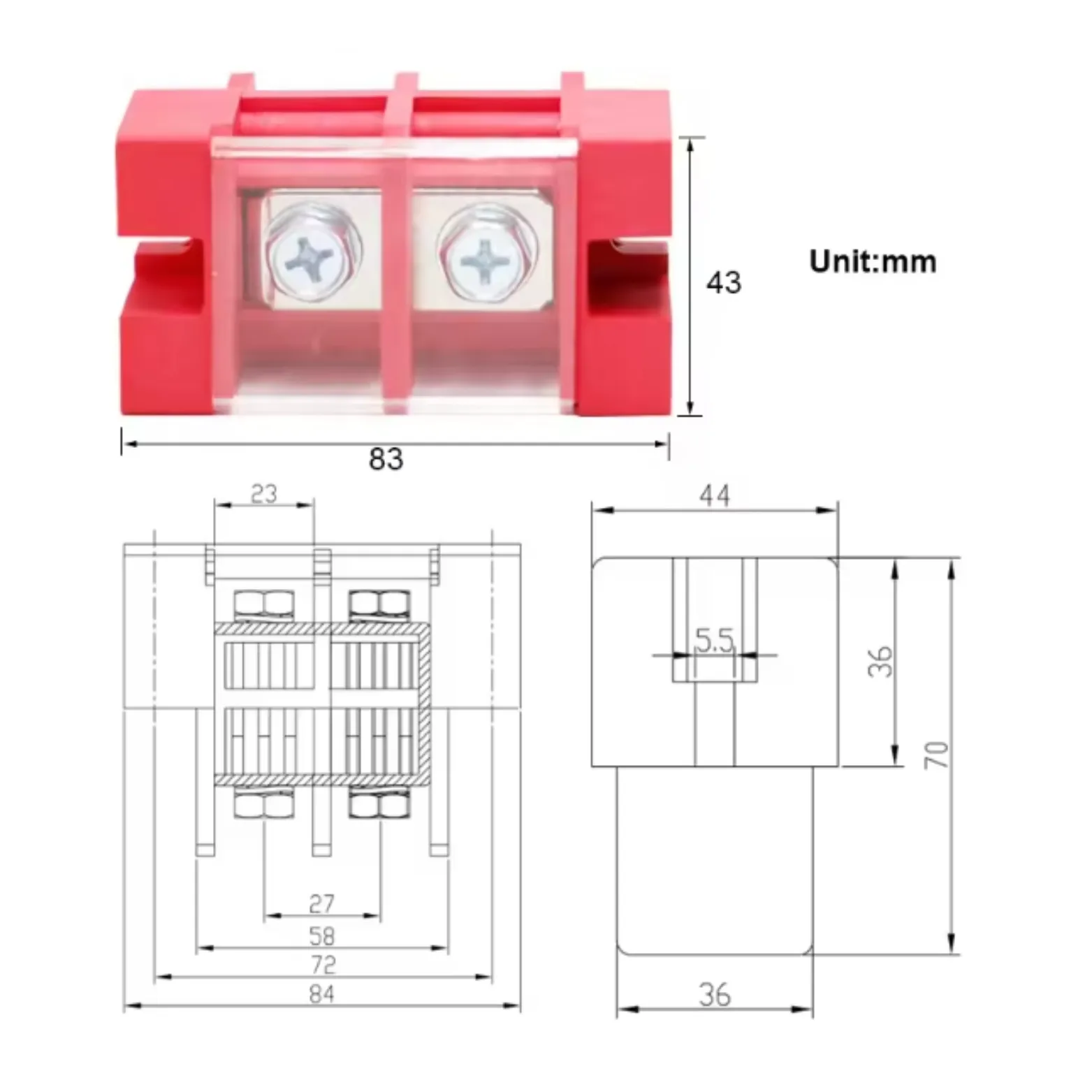 FENCE TERMINAL 100A 2IN-2OUT RED - Image 5